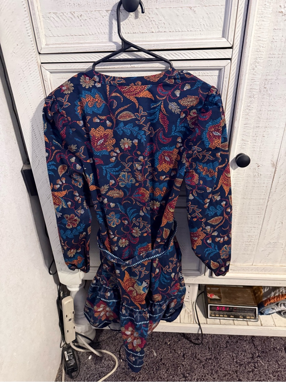 Rachel Zoe Navy Floral Long Sleeve Dress with Multicolor Print